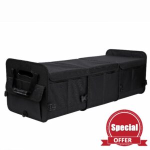 AOKJOY Car Trunk Organizer with Lid Car Storage Organizer Collapsible Multi Compartment Adjustable Straps Car Organizer for SUV