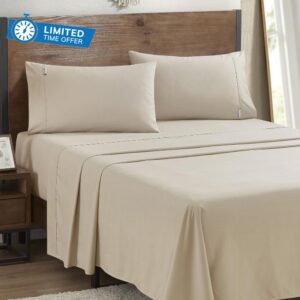 SOON SLEEP-California King Sheet Set 16" Deep Pocket Bed Sheets Hotel Luxury Cooling Sheets Set Premium Wrinkle Free Bedding Sheets & Pillowcases Sets Beige California King Sheets 4 PC