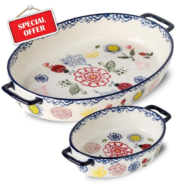 BFU Ceramic Baking Dish Oval Bakeware Set Baking Pan