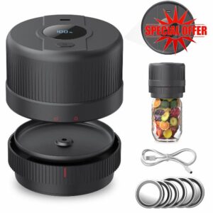 Electric Vacuum Sealer For Mason Jars ，Automatic Jar Sealer Kit for Food Storage with Wide & Regular Mouth Mason canning Compatible with FoodSaver Vacuum Sealer-Black