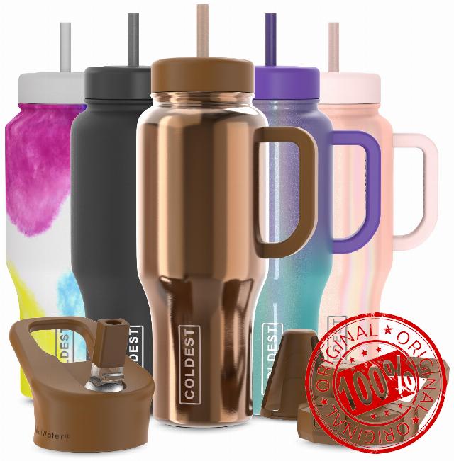 Coldest Tumbler with Handle and Straw Lid | 3 Lids Insulated Reusable Stainless Steel Water Bottle Travel Mug | Gifts for Women Him Her | Limitless Collection (36 oz