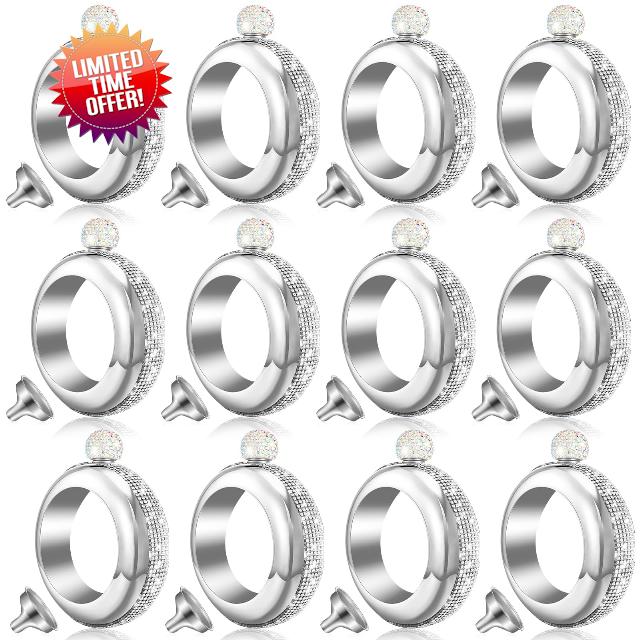 Uiifan 12 Pieces Bracelet Flasks 3.5 oz Bangle Flask Bracelet Bangle Flask Funnel Set Stainless Steel Hip Flask Funnel Set for Women Girls Men Party Supplies Gifts Flasks Bracelet Funnel