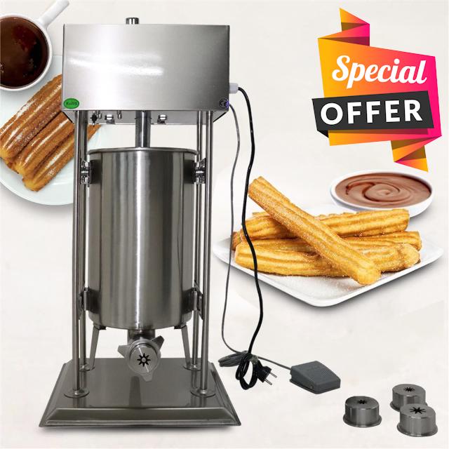 Electric Churros Maker Machine 15L Churros Filling Machine with 4 Nozzles 110v Sausages Stuffer Vertical Churro Maker Machine Spanish Churro Machine Churros Maker for Commerial or Home