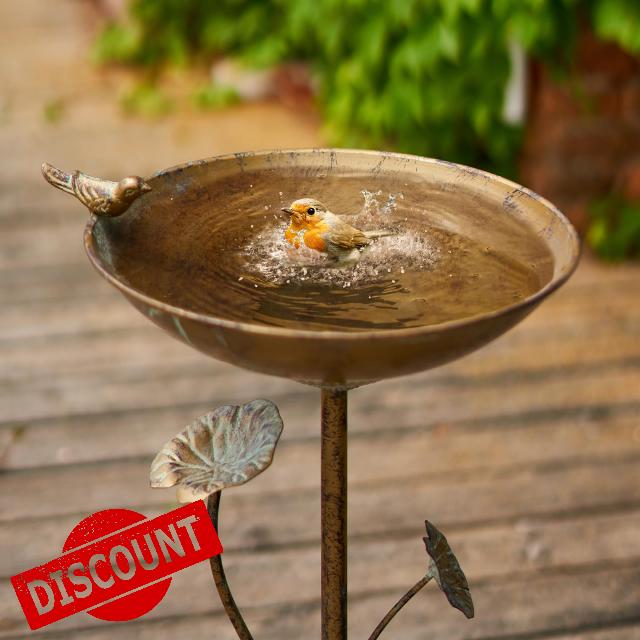 HLQMFHT Diam 11.4" W x 28.5" H Cast Iron Pedestal Bird Bath