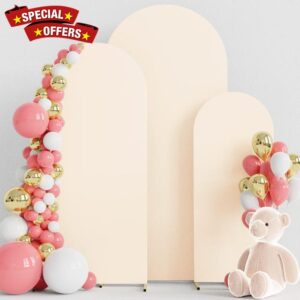 Wokceer Set of 3 Wedding Arch Cover Spandex Fitted Wedding Arch Stand Covers for Round Top Chiara Arch Backdrop Stands Cover for Birthday Party Ceremony Banquet Decoration 4ft