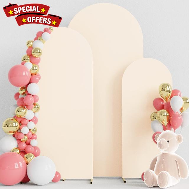 Wokceer Set of 3 Wedding Arch Cover Spandex Fitted Wedding Arch Stand Covers for Round Top Chiara Arch Backdrop Stands Cover for Birthday Party Ceremony Banquet Decoration 4ft