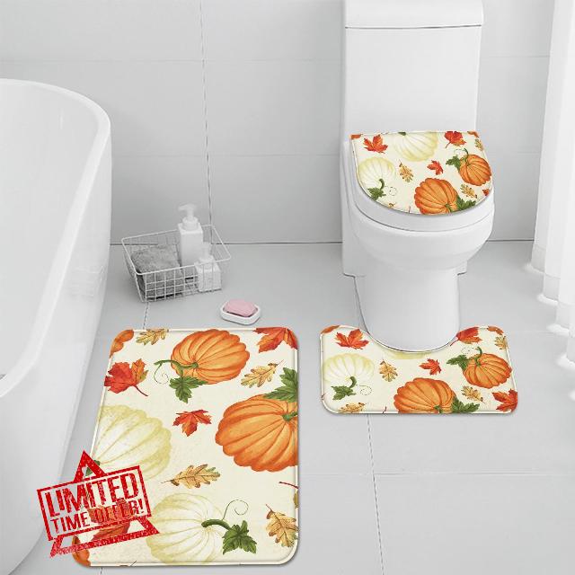 Fall Pumpkins Bathroom Rugs and Mats Sets 3 Piece