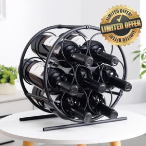 GOSSI Wine Rack Wine Bottle Holders Stands - Black 7 Bottle Metal Stand for White Collar Wine Lovers - Model GOSSI-23035