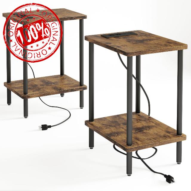 Fixwal 2-Tier Nightstand with Charging Station