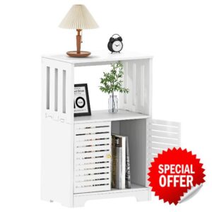HAYOFAMY 3-Tier Side Table with Doors White