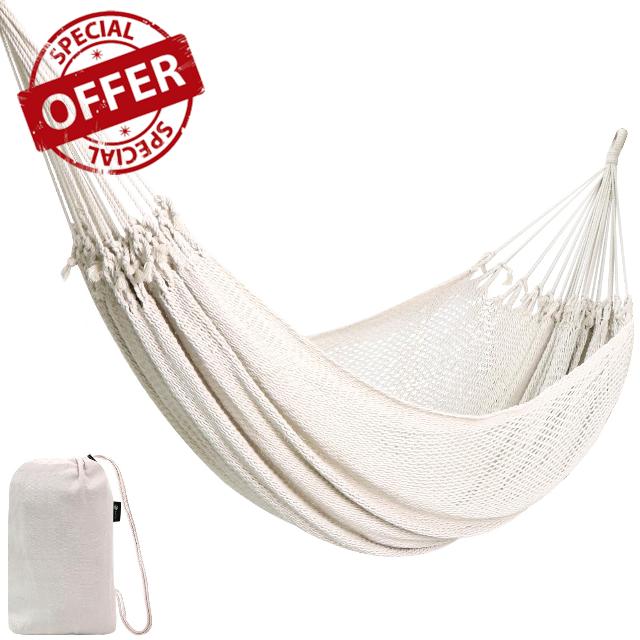 Anyoo Garden Cotton Hand-Woven Rope Hammock Comfortable Hammock with Tree Straps for Hanging Durable Hammock Up to 450lbs Portable Hammock with Travel Bag