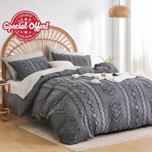 Senville Grey Duvet Cover King Size-Tufted King Duvet Cover Set