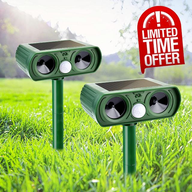 Lubatis Solar Animal Repeller 2 Pack Ultrasonic Animal Repellent Outdoor Dog