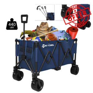 Collapsible Wagon Heavy Duty 440 lbs - Beach Wagon with Big Wheels for Sand