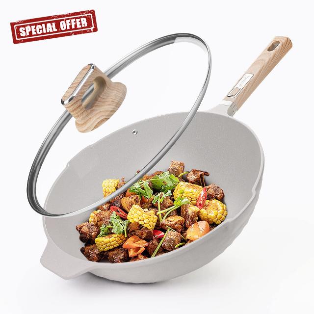 Ilovfeot Nonstick Wok Pan with Lid