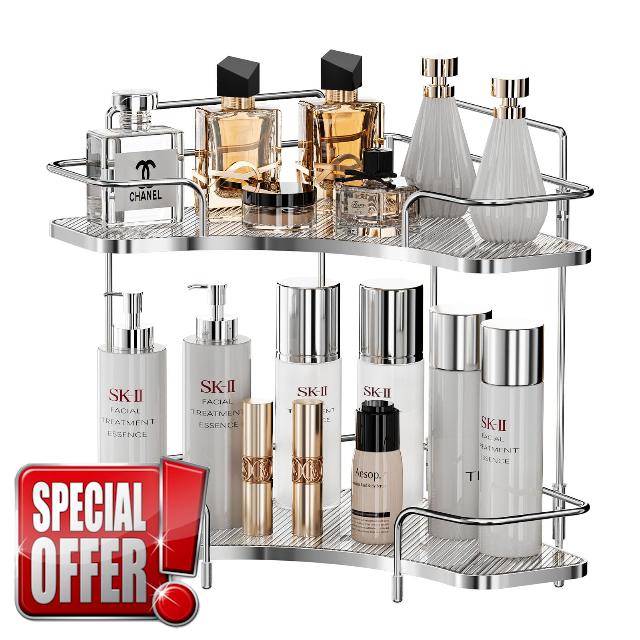 2 Tier Corner Bathroom Counter Organizer