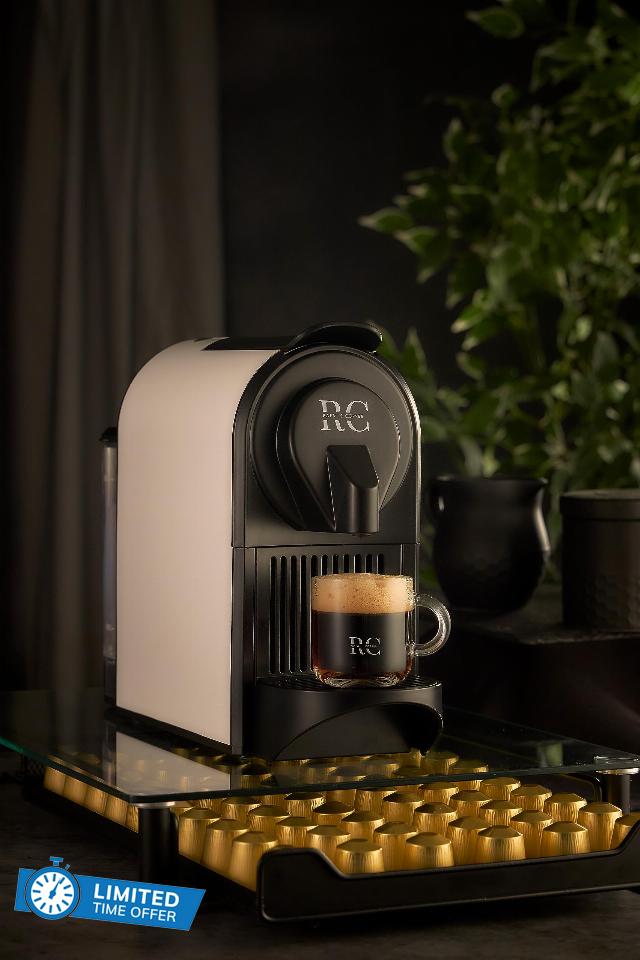 Rafa’s Coffee Espresso Machine for Nespresso Compatible Capsule & Tempered Glass Capsule Drawer: Single Serve Coffee Buttons for Espresso and Lungo Cups. Premium Italian 20 Bar High Pressure Pump with Capsule Drawer.