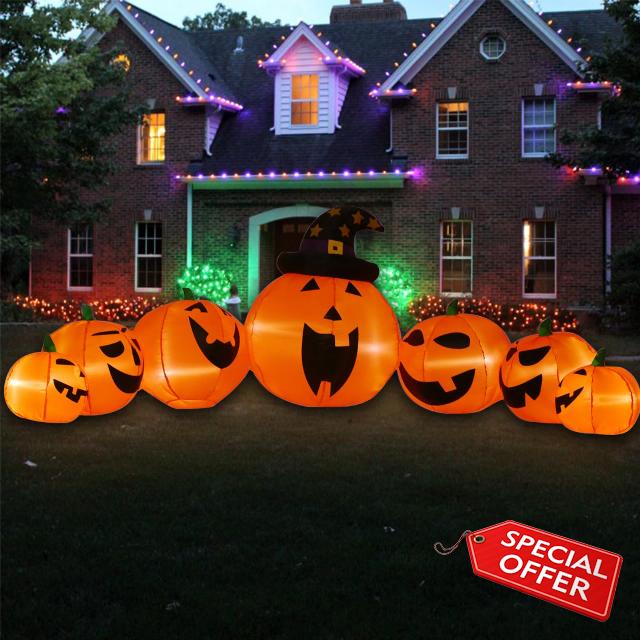 12 FT Long & Huge Halloween Inflatables Pumpkins Outdoor Decorations