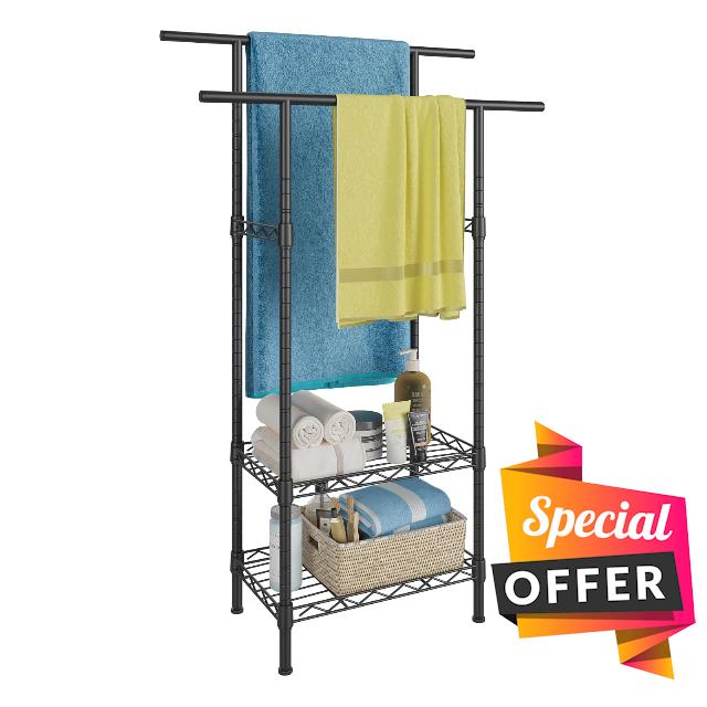 Higeego 51" H Free Standing Towel Rack for Bathroom