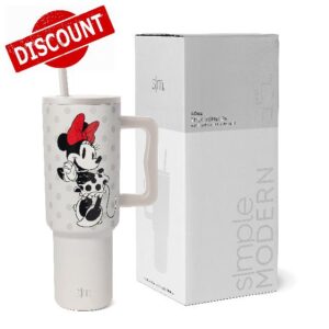 Simple Modern Disney 40 oz Tumbler with Handle and Straw Lid | Insulated Reusable Stainless Steel Water Bottle Travel Mug | Gifts for Women Men Him Her | Trek Collection | 40oz | Minnie Mouse Love