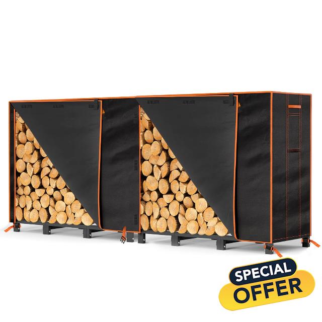 GREENER 8ft Firewood Rack Cover-600D Oxford Fabric Heavy-duty Waterproof Wood Rack Cover for Firewood