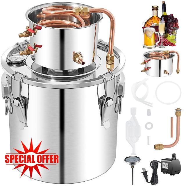 WACTO 50L Alcohol Still Distillery Kit with Condenser and Pump