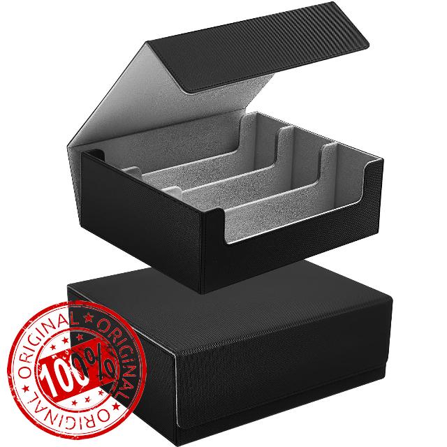 Kigley 2 Pcs 3600+ Card Deck Case for Trading Cards 3 Row Leather Magnetic Closure Card Storage Box Playing Trading Deck Holder Game Card Protectors Compatible with MTG Commander TCG Yugioh Sport Card