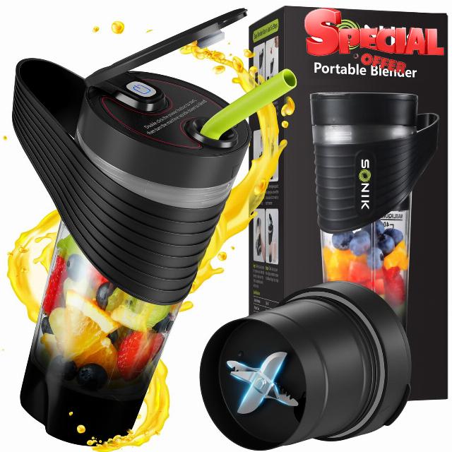 Sonik Portable Blender for Shakes and Smoothies with 6 Ultra Sharp Blades