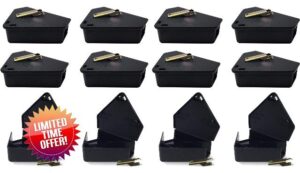 Mouse Bait Station with Keys - Child and Pet Safe Tamper Resistant Corner Unit Mini Rodent Rat Trap Bait Stations - Heavy Duty and Reusable for Home