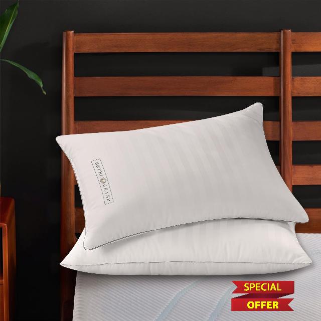 Hotel Grand Feather 100% Cotton Size Set of 2 Pack Home Decoration Bed Pillows for Back/Side Sleeper