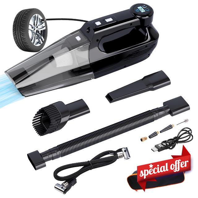 Sibotion Upgraded Cordless Rechargeable 4-in-1 Car Vacuum Cleaner with Tire Inflator