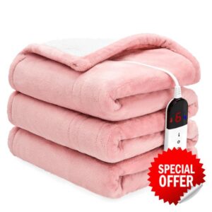 BENFOX Premium Heated Blanket 50"×60" - Super Soft Electric Throw Blanket with 6 Heating Levels