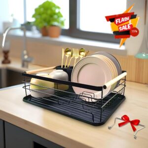 No Assembly Dish Drying Rack - Dish Drainers with Additional Baffle Brackets