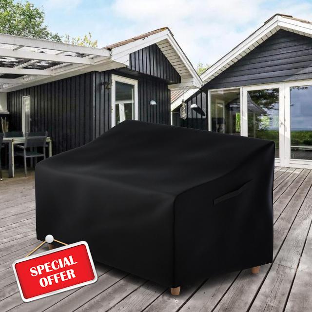 Nrvtrc Patio Outdoor Sofa Cover - 2-Seater Waterproof Patio Loveseat Sofa Cover Resistance Patio Furniture Covers with Elastic String Lawn Outdoor Couch Cover(Black