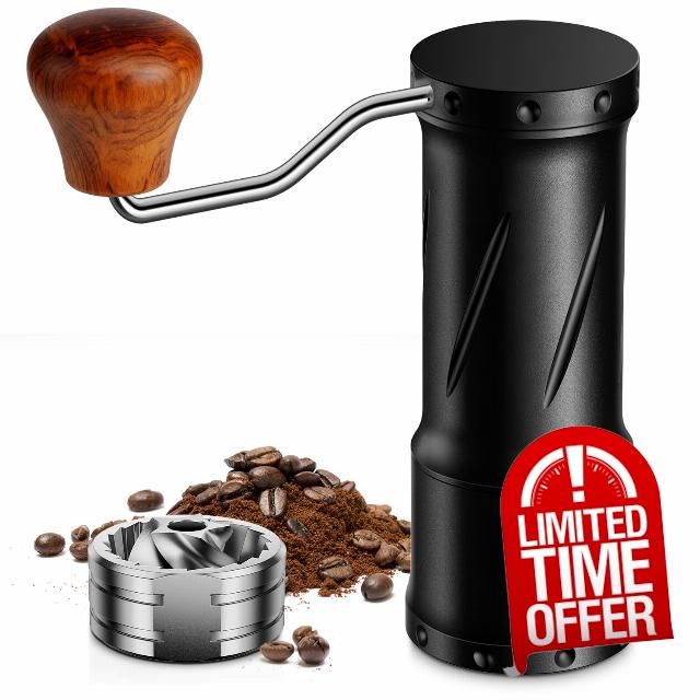SHARDOR Professional Manual Coffee Bean Grinder with 420 High-Strength Stainless Steel Conical Burr