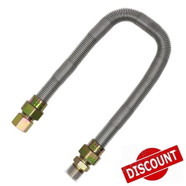Whistle Free Flexible Gas Line (1/2" ID x 5/8" OD) Stainless Steel (24" Long)