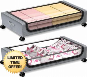 GoMaihe Under Bed Storage with Wheels 2-pack