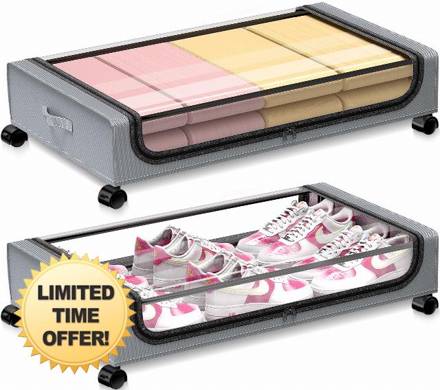 GoMaihe Under Bed Storage with Wheels 2-pack