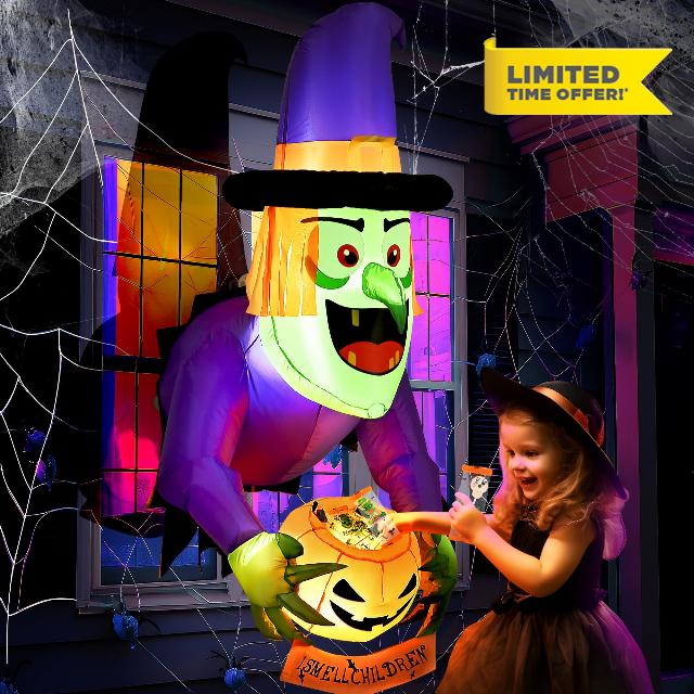 4.5FT Halloween Decorations Inflatables Witch Pumpkin