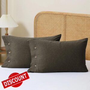Pillow Cases King Size Set of 2- Super Soft 55% Euro Linen 45% Cotton King Pillowcase Set