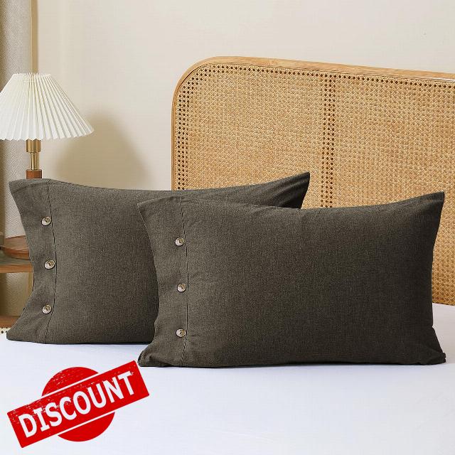 Pillow Cases King Size Set of 2- Super Soft 55% Euro Linen 45% Cotton King Pillowcase Set