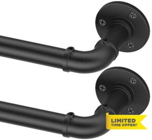 Black Industrial Curtain Rods 2 Pack