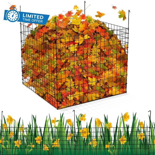 Hicarer Large Garden Wire Compost Bin 34''Lx34''Wx28''H Metal Wire Compost Bin Compost Bins Outdoor Detachable into a Fence for Organic Waste Composting Garden Leaves Fast Creation of Fertile Soil
