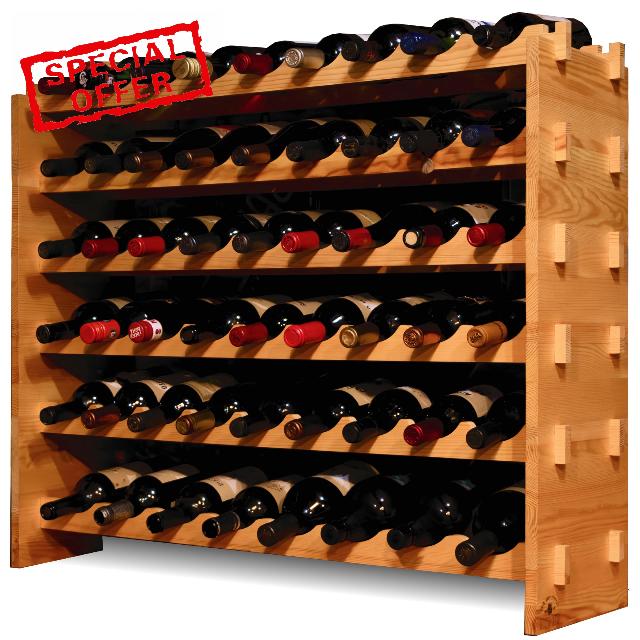 Uva Nova Wooden Wine Rack | Stackable Wine Rack | Wine Rack Freestanding Floor | 53 Bottle Wine Racks for Floor | Pine Wood Modular Wine Rack Also Fits 8 Magnum Bottles