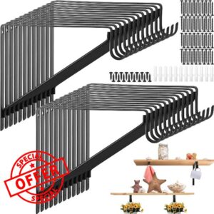 24 Pack Closet Rod Bracket Bulk Heavy Duty Closet Brackets Closet Shelf Bracket with Rod Support Rod Brackets Holder Shelf Rod Hangers Hooks with Screw for Home