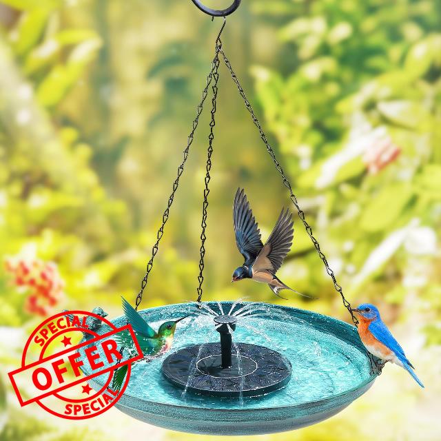 DazSpirit Hanging Solar Bird Bath Fountain