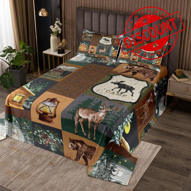 Erosebridal Farmhouse Bear Quilt Set Twin