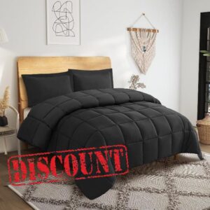 ZHGANLO King Comforter Set -3 Pieces King Size Comforter Set Black