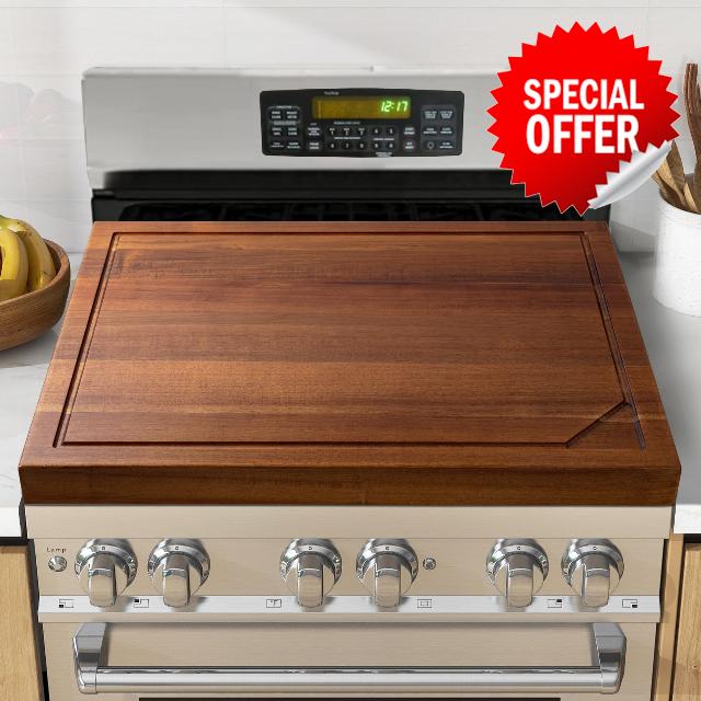 Noodle Board Stove Cover - Acacia Wood Stove Top Covers for Electric Stove and Gas Stove - Sink Cover RV Stove Top Cover - 30"L x 22"W x 2.5"Th Raised Cutting Board with Legs and Juice Grooves