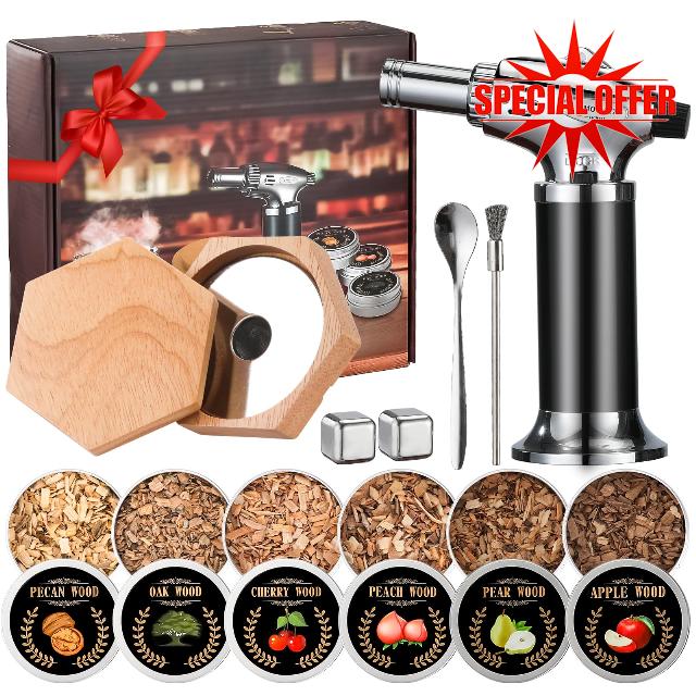 Cocktail Smoker Kit with Torch – 6 Flavors – Old Fashioned Cocktail Kit